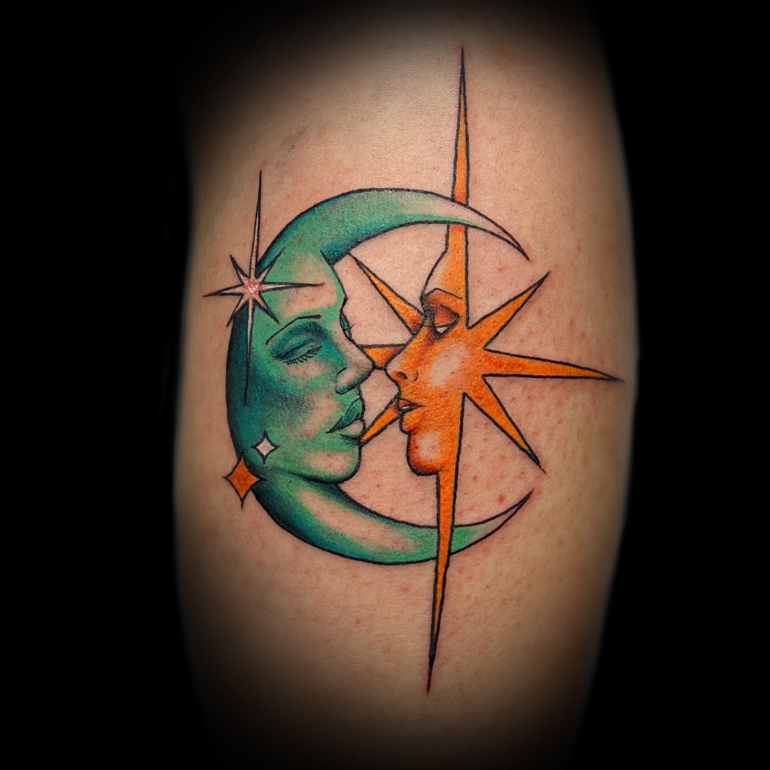 Moon and star tattoo